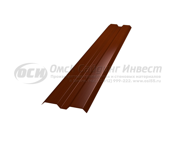 Профиль забор Штакетник Ш-2 прямой орех темный 3D (0.45)