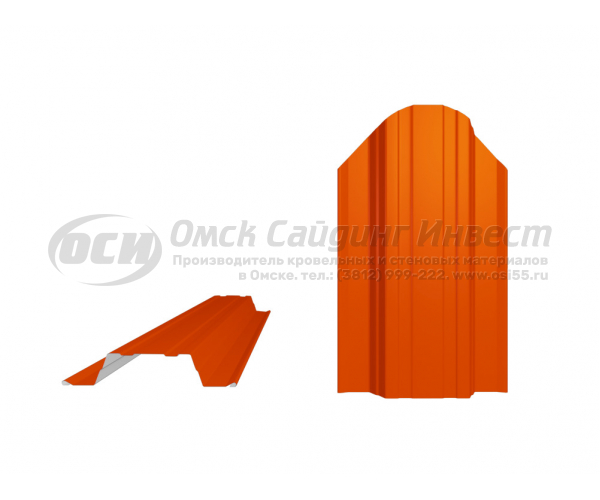 Профиль забор Штакетник Ш-4 фигурный RAL 2004 (Ярко-оранжевый) (0.45)