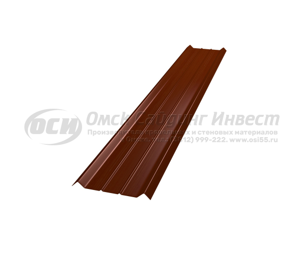 Профиль забор Штакетник Ш-1 прямой орех темный 3D (0.45)