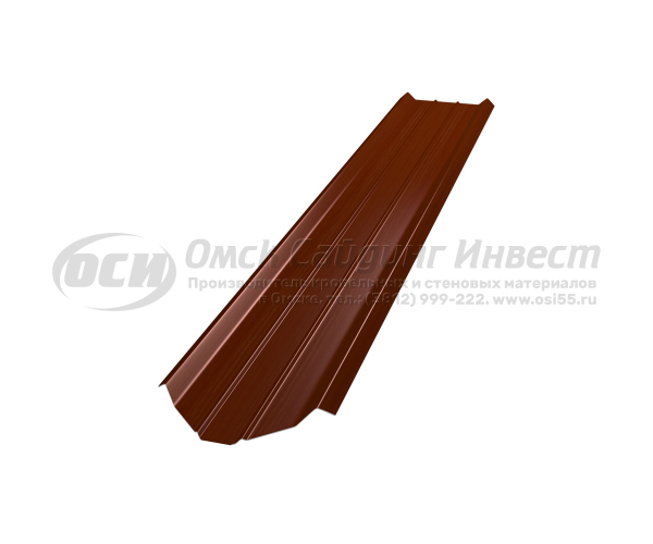 Профиль забор Штакетник Ш-1 фигурный орех темный 3D (0.45)