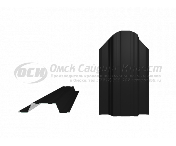 Профиль забор Штакетник Ш-4 фигурный RAL 9005м (Черный матовый) (0.45)