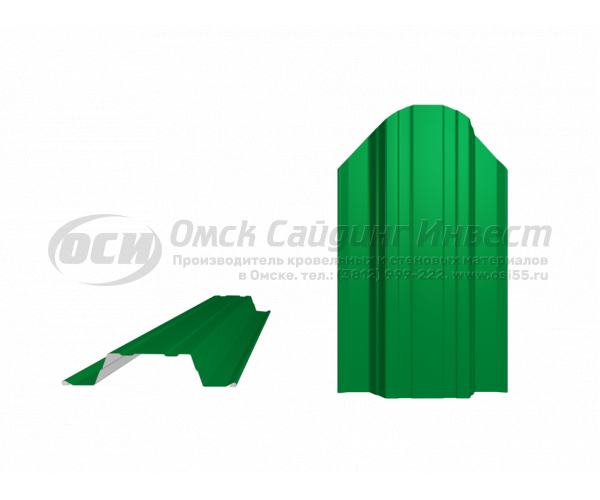 Профиль забор Штакетник Ш-4 фигурный RAL 6002 (Зеленая листва) (0.5)