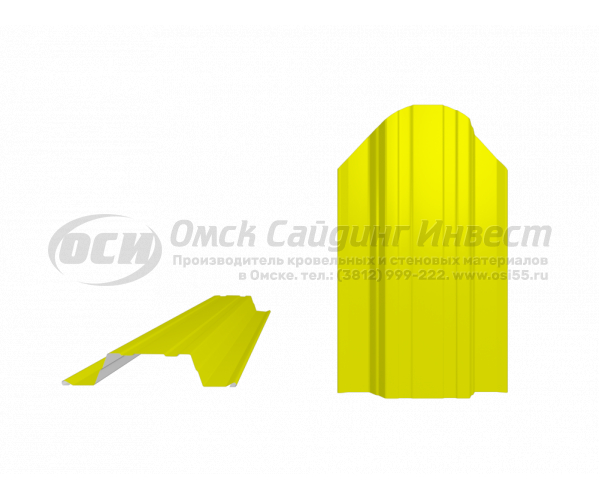 Профиль забор Штакетник Ш-4 фигурный RAL 1018 (Желтый) (0.45)