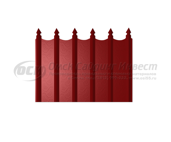 Профиль забор "Кремлевский" ровный низ RAL 3003 (0.45)