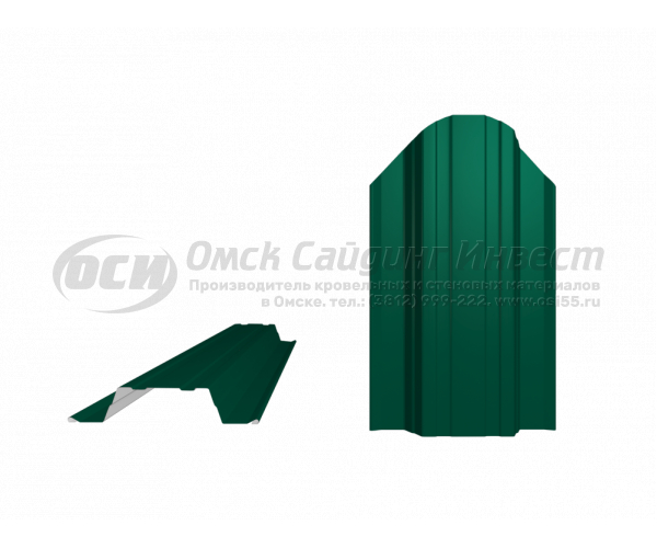 Профиль забор Штакетник Ш-4 фигурный RAL 6005 (Зеленый мох) (0.5)