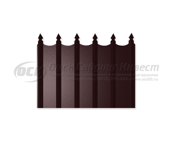 Профиль забор "Кремлевский" ровный низ RAL 8017-8017 (Шоколад двухсторонний) (0.45)