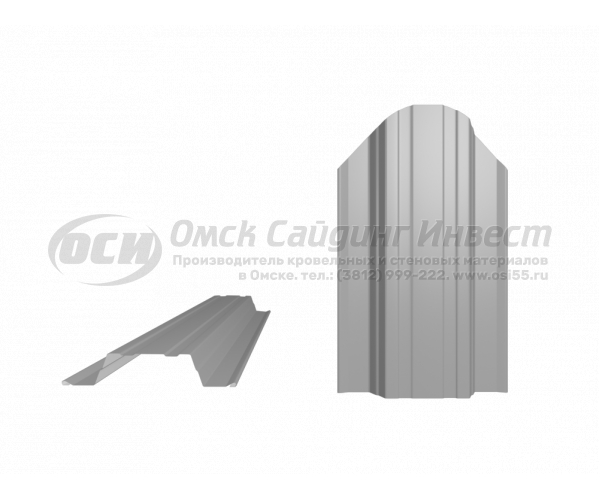 Профиль забор Штакетник Ш-4 фигурный RAL 7004 (Серый) (0.5)