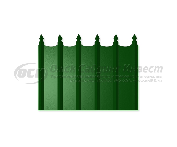 Профиль забор "Кремлевский" ровный низ RAL 6005 (0.45)