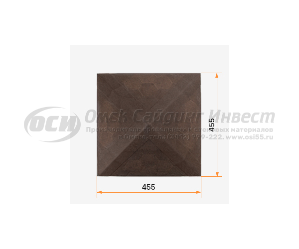 Полимерно-песчаный колпак на столб 385-385мм коричневый