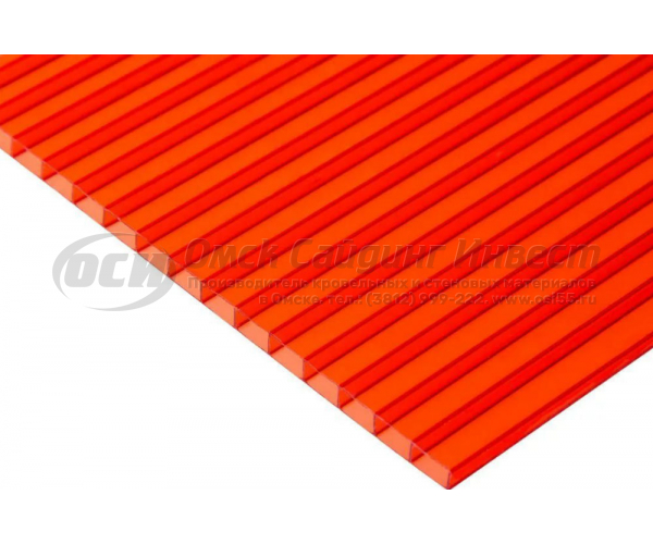 Поликарбонат 2x6 4мм цвет красный