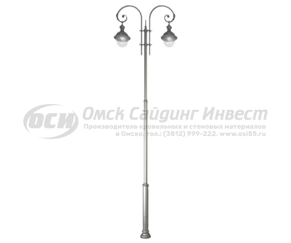 Опора фонарная ОСИ Арбат-2 декоративная двухрожковая с монтажной панелью, без закладной и светильника (6м)